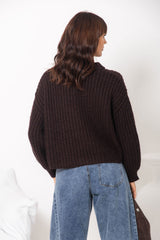 Amari Chunky Knit Cardigan - Dark Chocolate