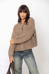 Amari Chunky Knit Cardigan - Taupe