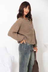 Amari Chunky Knit Cardigan - Taupe