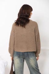Amari Chunky Knit Cardigan - Taupe