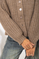 Amari Chunky Knit Cardigan - Taupe