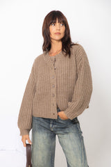 Amari Chunky Knit Cardigan - Taupe