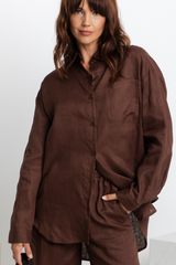 Archie Relaxed-Fit Linen Shirt - Chocolate - The Self Styler