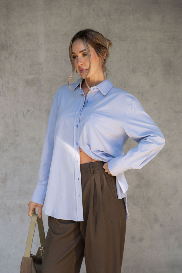 Aston Cotton Shirt - Chalk Blue
