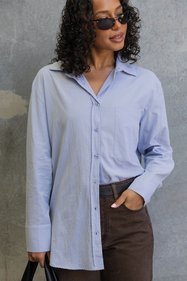 Aston Cotton Shirt - Chalk Blue