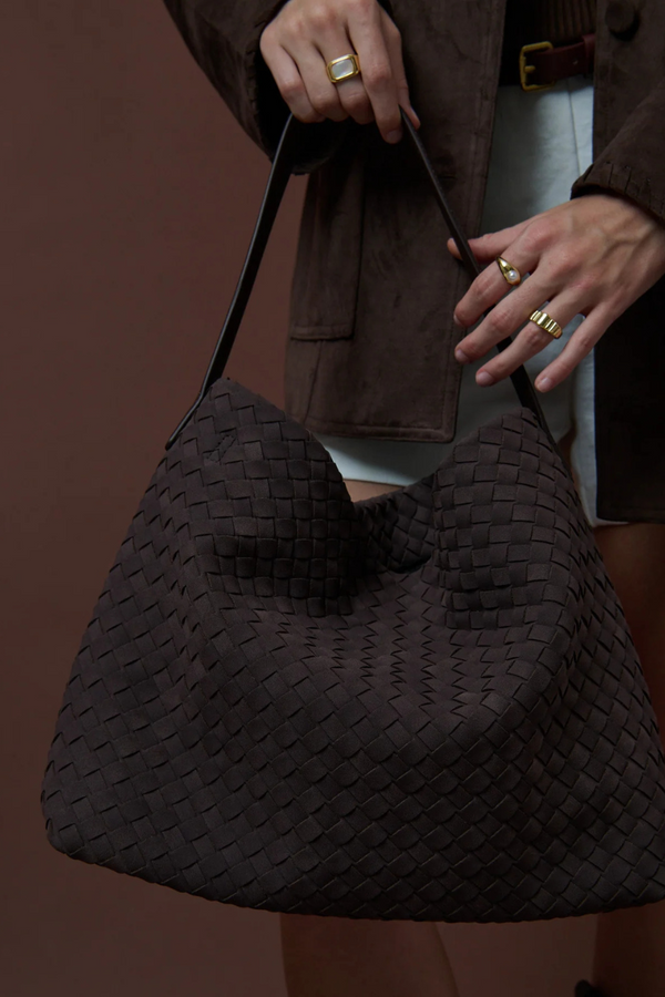Asha Woven Tote Bag - Chocolate - The Self Styler