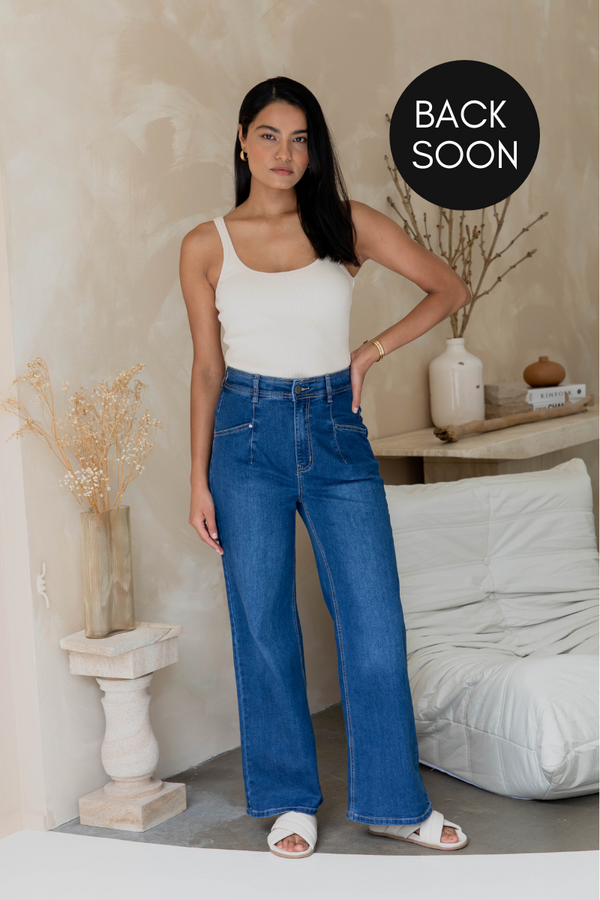 Freya Wide-Leg Denim Jean - Dark Wash - The Self Styler