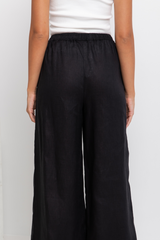 Tahlia Linen Pants - Black - The Self Styler