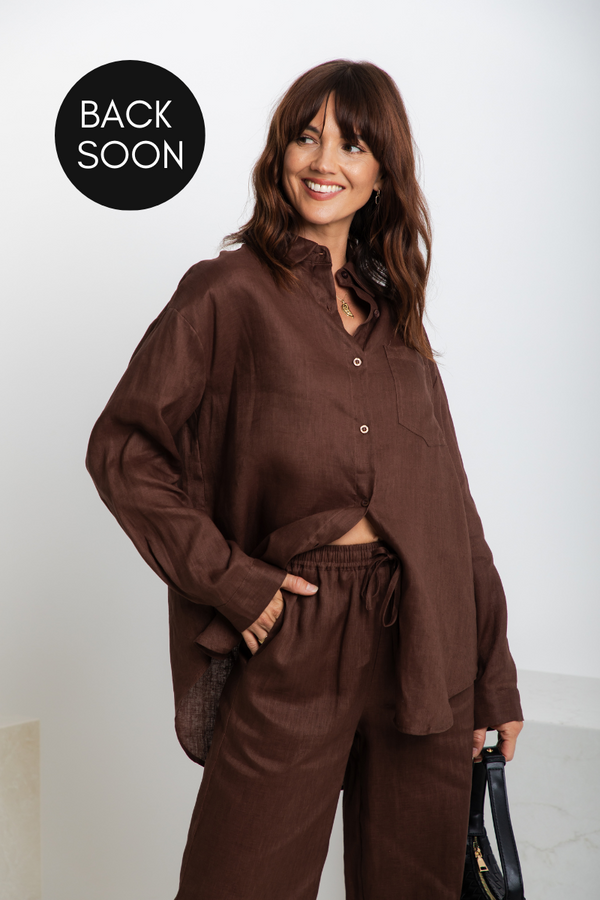 Archie Relaxed-Fit Linen Shirt - Chocolate - The Self Styler