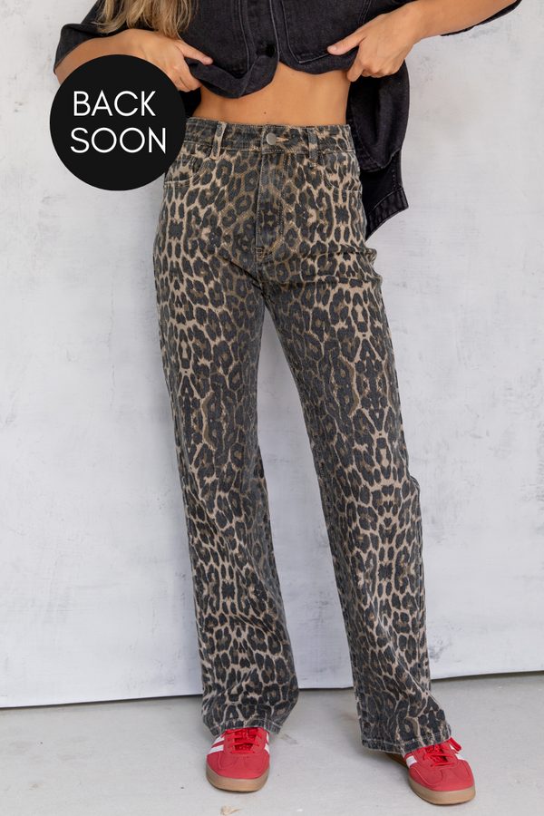Remi High-Rise Wide-Leg Denim Jeans - Leopard Print - The Self Styler - The Self Styler