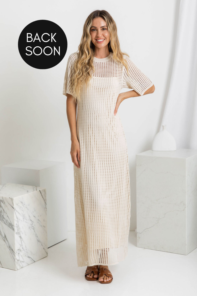 Airlie Crochet Maxi Dress - Natural - The Self Styler