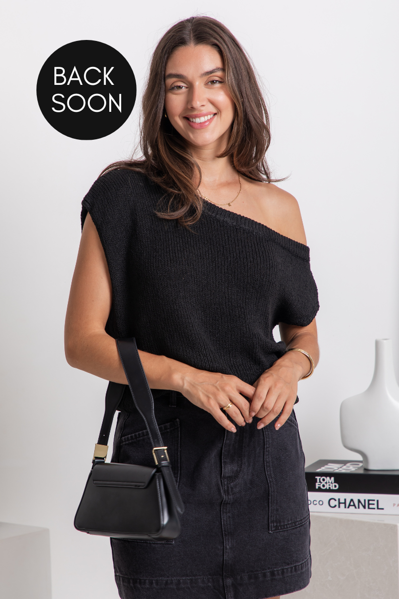 Avalon Off-The-Shoulder Top - Black - The Self Styler