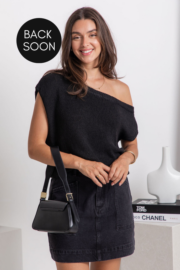 Avalon Off-The-Shoulder Top - Black - The Self Styler