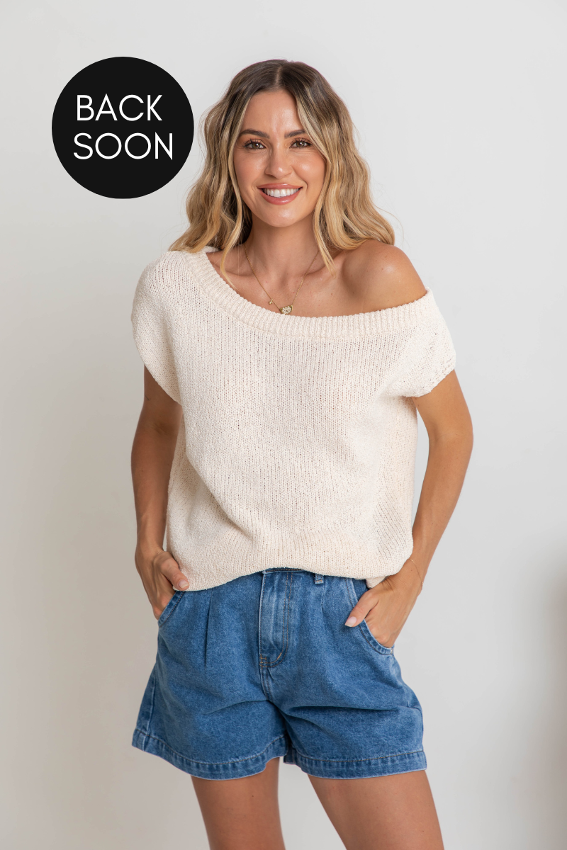 Avalon Off-The-Shoulder Top - Ivory Cream - The Self Styler