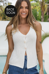 Tasmin V-Neck Knit Top - White - The Self Styler