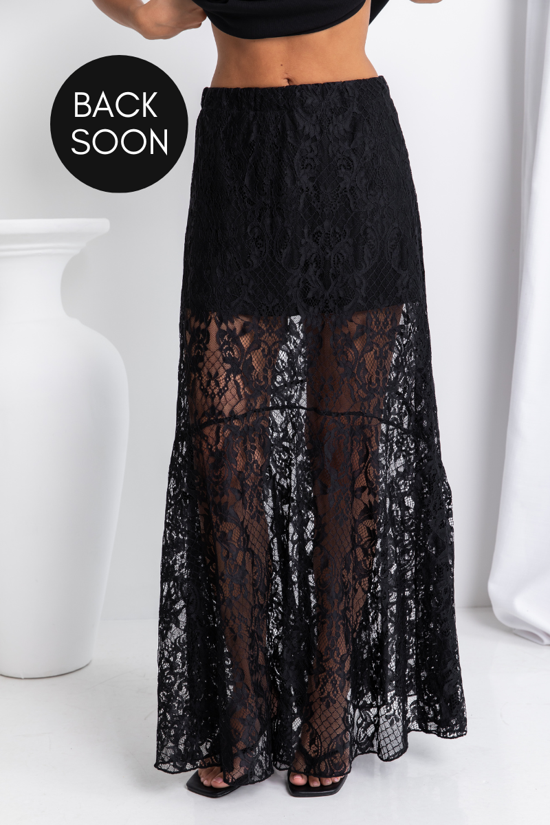 Zahra Lace Skirt - Black - The Self Styler