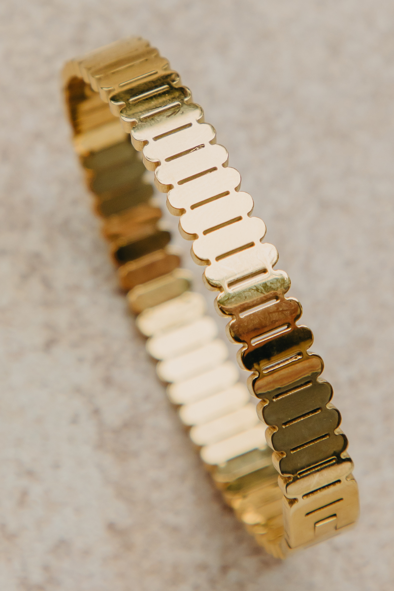 Jai Minimalist Oval Bangle - Gold - The Self Styler