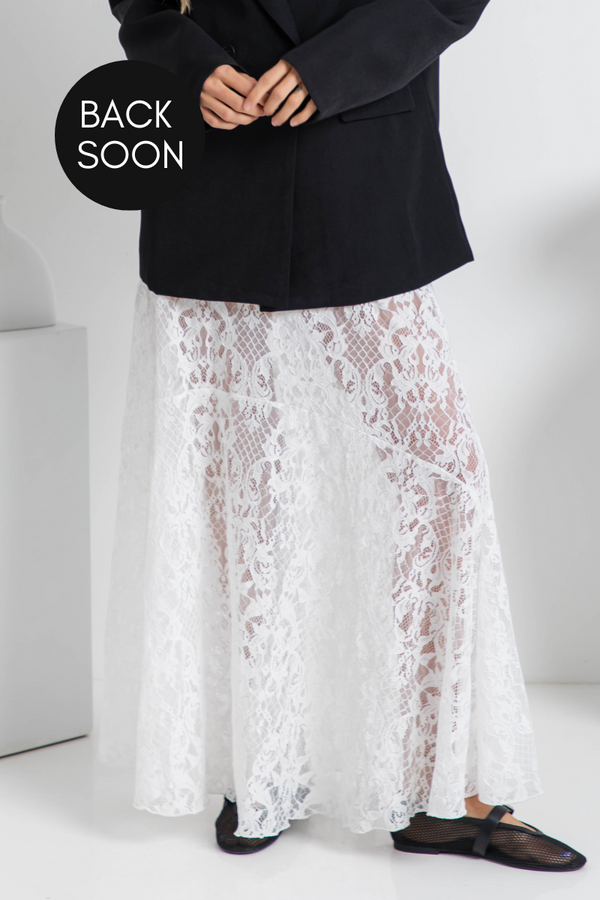 Zahra Lace Skirt - White - The Self Styler