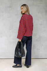 Benni Stripe Long Sleeve Top - Red and Navy