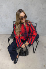 Benni Stripe Long Sleeve Top - Red and Navy