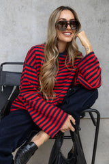 Benni Stripe Long Sleeve Top - Red and Navy