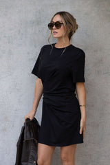 Calla Ruched Mini Dress - Black