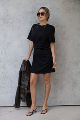 Calla Ruched Mini Dress - Black