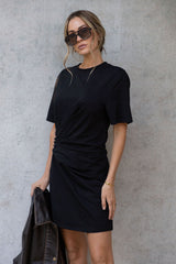 Calla Ruched Mini Dress - Black