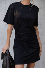 Calla Ruched Mini Dress - Black