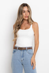 Harley Ribbed Tank Top - Ivory