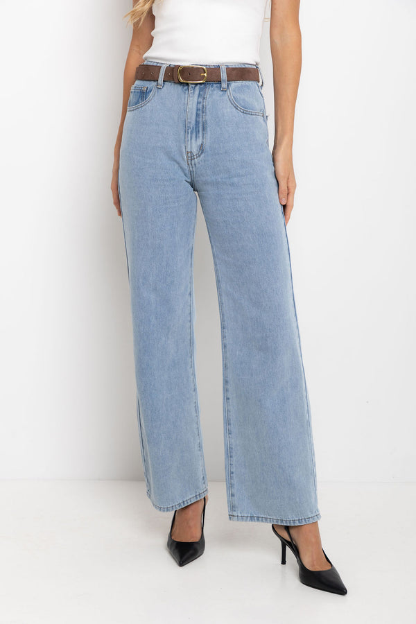 Dakota Straight-Leg Denim Jeans - Light Blue Wash - The Self Styler Exclusive