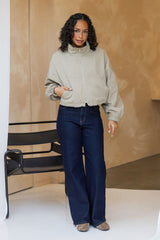 Demi Funnel Neck Bomber Jacket - Stone