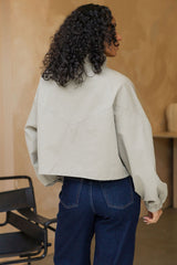Demi Funnel Neck Bomber Jacket - Stone