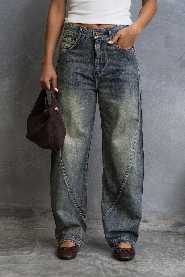 Dion Barrel Denim Jeans - Acid Wash
