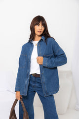 Duke Oversized Denim Shirt - Mid Blue