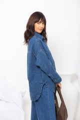 Duke Oversized Denim Shirt - Mid Blue