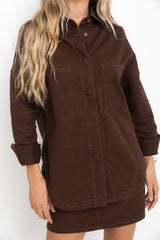 Duke Oversized Denim Shirt - Chocolate
