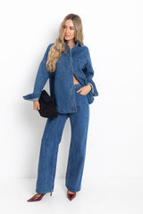 Duke Oversized Denim Shirt - Mid Blue