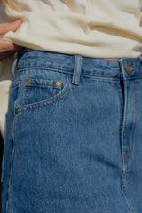 Dylan Denim Mini Skirt - Mid Wash Blue