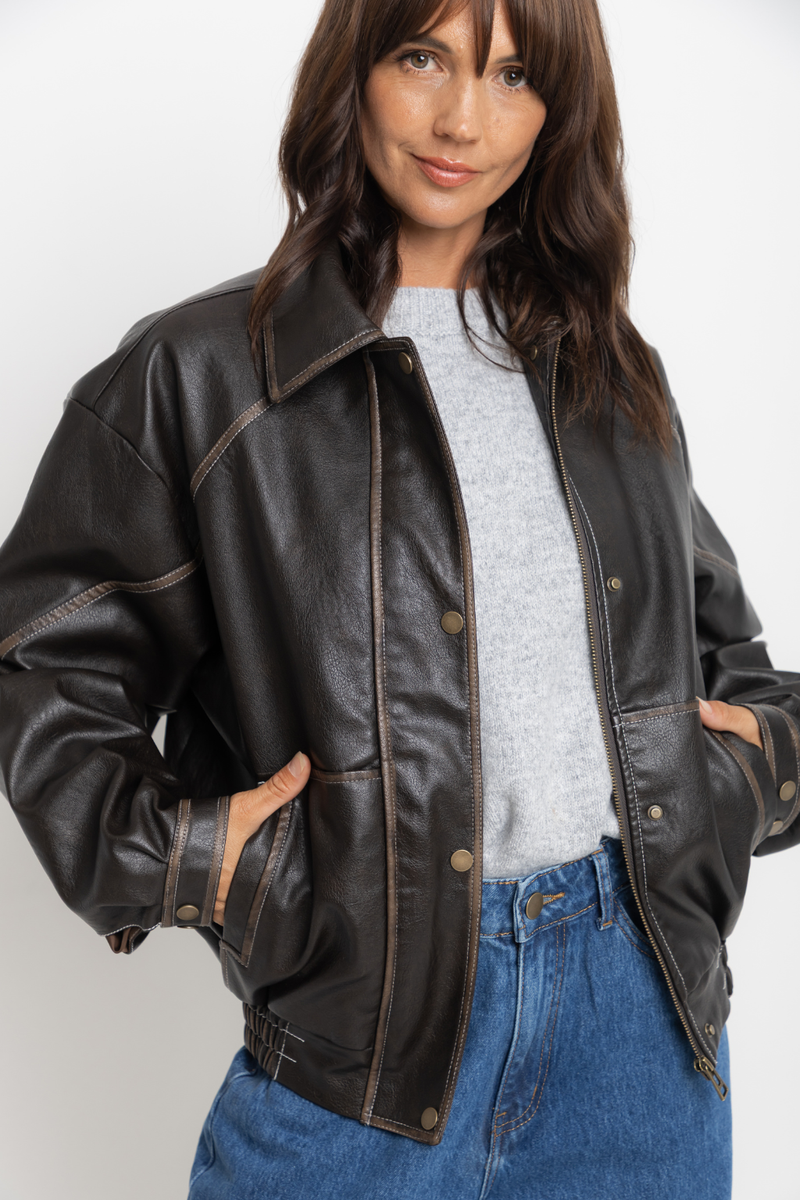 Eddie Vegan Leather Jacket - Chocolate Brown – The Self Styler