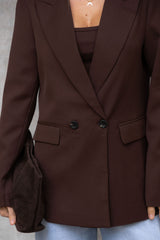 Eli Boyfriend Blazer Jacket - Chocolate