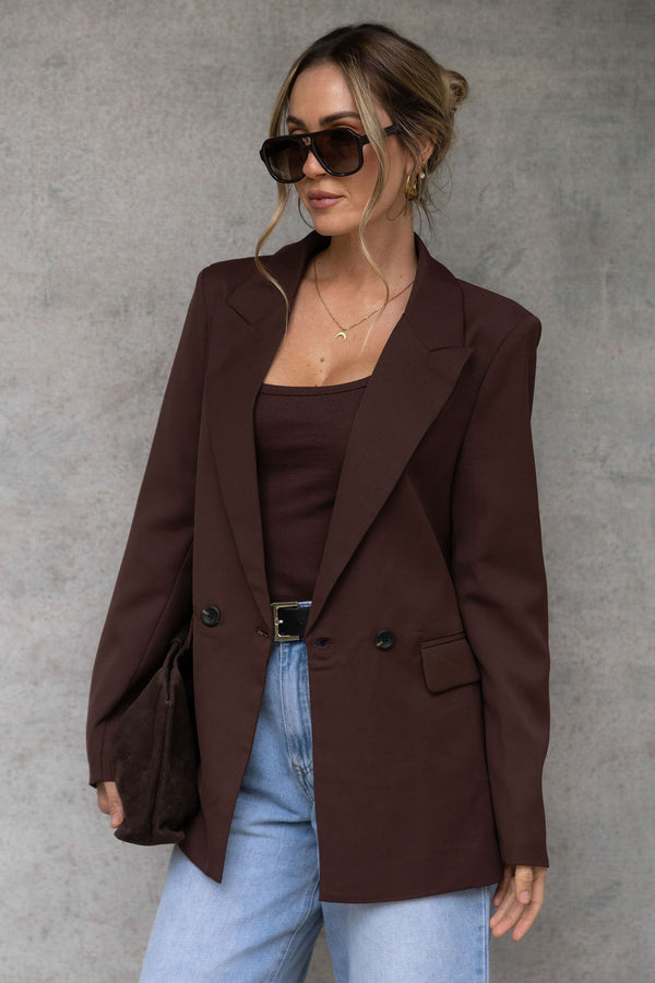 Eli Boyfriend Blazer Jacket - Chocolate
