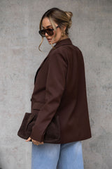 Eli Boyfriend Blazer Jacket - Chocolate