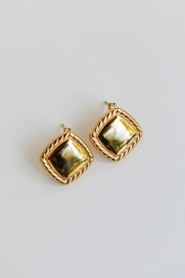 Estelle Square Stud Earrings - Gold