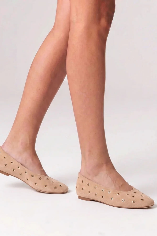 Euri Studded Ballet Flats - Sand Beige