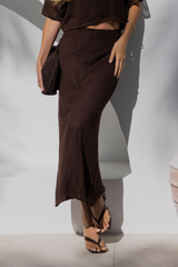 Florence Crochet Midi Skirt - Chocolate