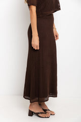 Florence Crochet Midi Skirt - Chocolate