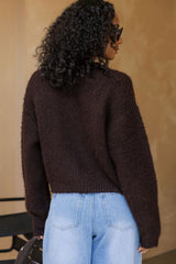 Freya Fluffy Knit Cardigan - Chocolate