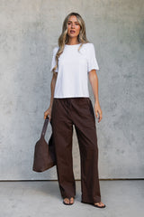 Georgie Barrel Leg Pants - Chocolate