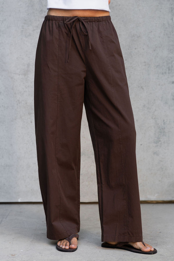 Georgie Barrel Leg Pants - Chocolate
